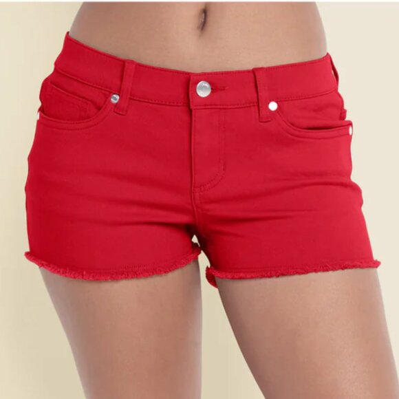 VENUS Red Jean Shorts, Stretch Denim Cut Off's, 5 Pocket, Size 16 NEW - Picture 1 of 6